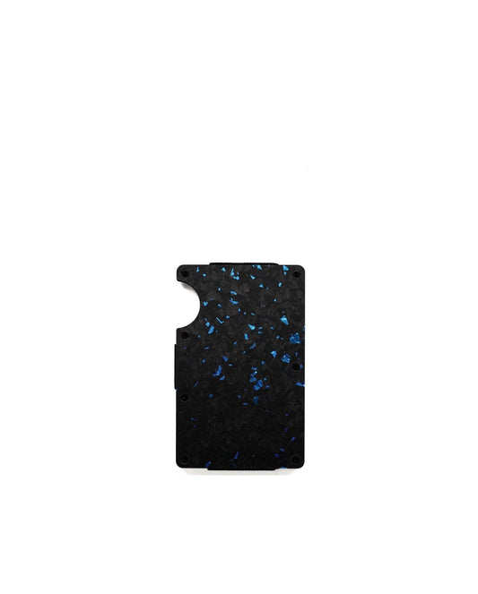 Blue Flake Forged Carbon Fiber Card Wallet With Money Clip
