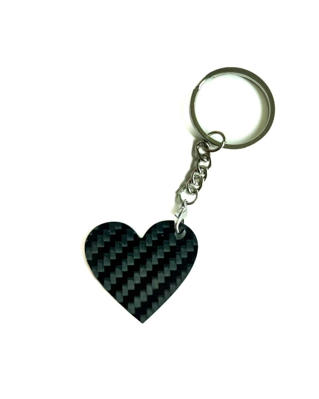 Carbon Fiber Heart Keychain